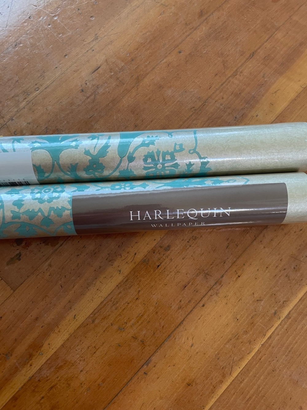 Gold and Teal Damask Wallpaper Roll